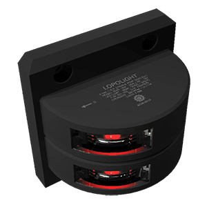 Lopolight Series 301-002 - Double Stacked Port Sidelight - 2NM - Vertical Mount - Red - Black Housing