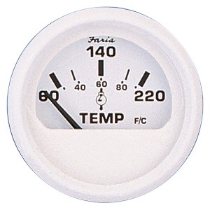 Faria Dress White 2'' Cylinder Head Temperature Gauge (60 - 220deg F)