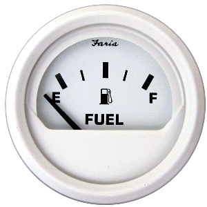 Faria Dress White 2'' Fuel Level Gauge (Metric)