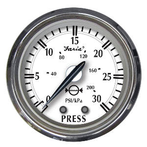 Faria Newport SS 2'' Water Pressure Gauge Kit - 0 to 30 PSI