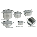 Marine Business Kitchen Cookware Pan Set Self-Containing - Stainless Steel - Set of 8