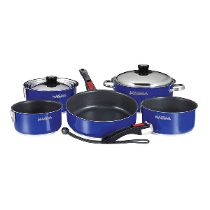 Magma Nestable 10 Piece Induction Non-Stick Enamel Finish Cookware Set - Cobalt Blue