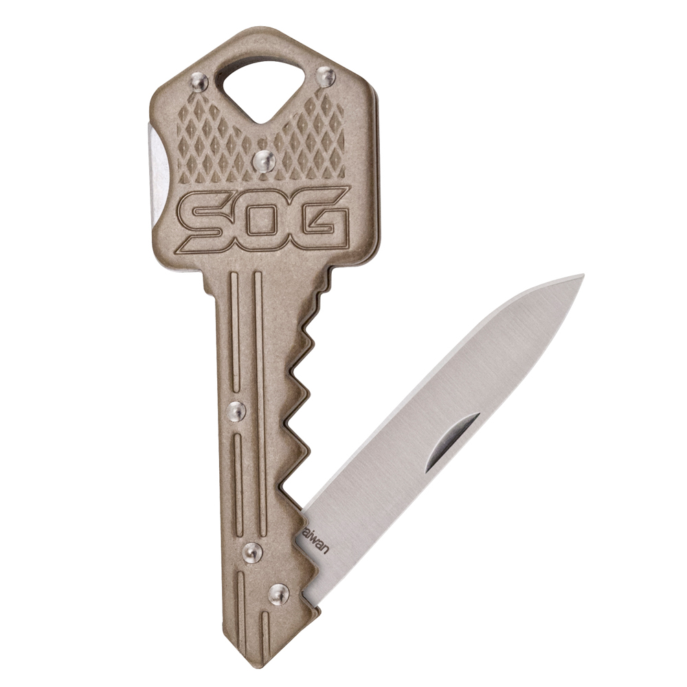 SOG Folding Blade Key Chain Knife Polished Satin KEY102CP Anchor