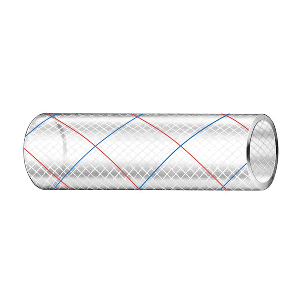 Trident Marine 3/4" x 50' Clear Reinforced PVC Hose Tubing Red & Blue Tracer