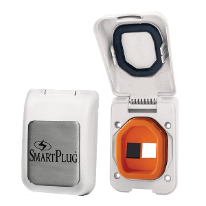 SmartPlug Data Port Case/Inlet Only - White Cover w/One Blank Plug & One Open Port - BDBPW