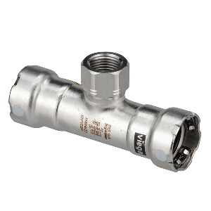 Viega-MegaPress-316-FKM-Tee-w-FPT---1inch-x-1inch-x-1-2inch-(FPT)---91855 91855