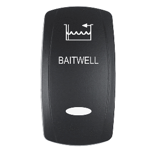 Pacer Actuator - 'BAITWELL' f/V Series Contura Switches - Black - Laser Etched (Top/Bottom Light)