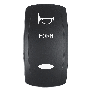 Pacer Actuator - 'HORN' f/V Series Contura Switches - Black - Laser Etched (Top/Bottom Light)