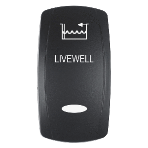 Pacer Actuator - 'LIVEWELL' f/V Series Contura Switches - Black - Laser Etched (Top/Bottom Light)