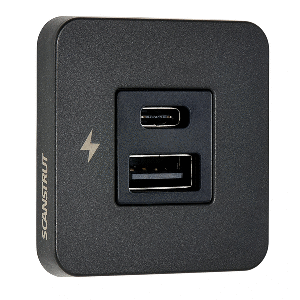 Scanstrut-TILE-USB-A-USB-C-Interior-Charging-Socket---12-24V---Black-Bezel---SC-TILE-10 SC-TILE-10