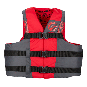 Full Throttle Adult Nylon Life Jacket - L/XL - Black/Red