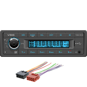 VDO 12V Radio w/FM RDS Tuner MP3/WMA/USB/Bluetooth - Blue Illumination - Includes Power Speaker Harness