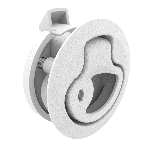 Southco Push-to-Close Latch, Medium Size, Key Locking, 17 - 22mm Grip, Plastic, Natural - White