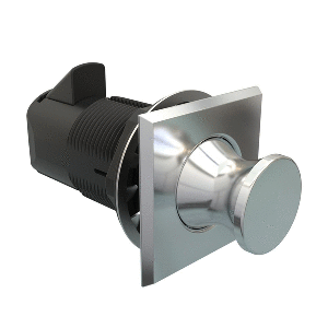 Southco Point Push-to-Close Latch, Square Housing, Chrome Housing, Chrome Knob
