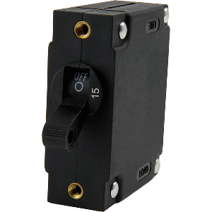 Egis A Series Black Toggle Panel Mount Circuit Breaker - Single Pole 15A