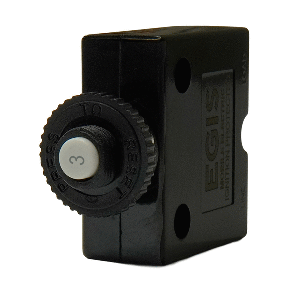 Egis 3A Push Button Panel Mount Circuit Breaker - Spade Terminal