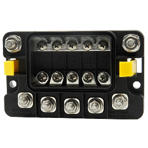 Egis MIDI 5 Circuit Fuse Block w/Sealed Cover - M8 Inputs - M6 Outputs