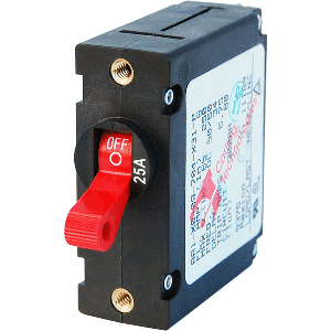 Blue Sea Systems Blue Sea 7217 AC / DC Single Pole Magnetic World Circuit Breaker  -  25 Amp Red