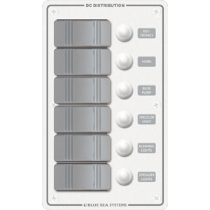 Blue Sea 8273 Water Resistant Panel - 6 Position - White - Vertical