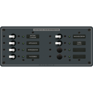 Blue Sea 8511 AC 8 Position 230v (European) Breaker Panel (White Switches
