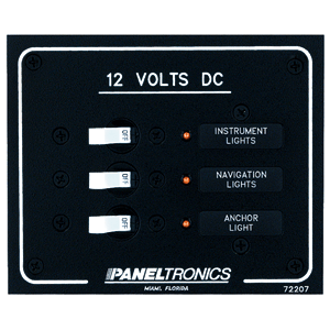 Paneltronics Standard DC 3 Position Breaker Panel w/LEDs - 9972207B