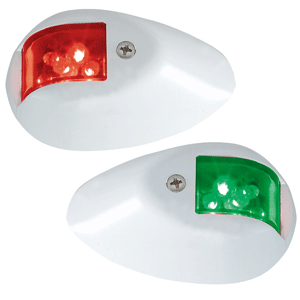 Perko LED Side Lights - Red/Green - 24V - White Epoxy Coated Housing - 0602DP2WHT