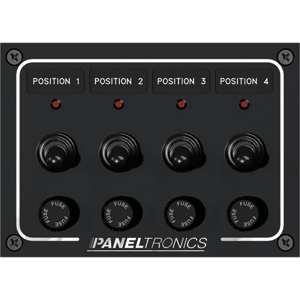 Paneltronics Waterproof Panel - DC 4-Position Toggle Switch & Fuse w/LEDs - 9960008B