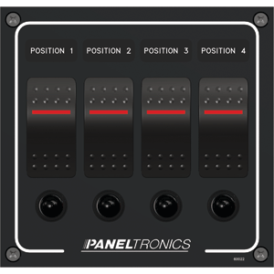 Paneltronics Waterproof Panel - DC 4-Position Illuminated Rocker Switch & Circuit Breaker - 9960022B