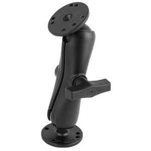 RAM Mounting Systems RAM Mount 1.5" Ball Double Socket Arm w/2 2.5" Round Bases - AMPs Pattern - RAM-101U