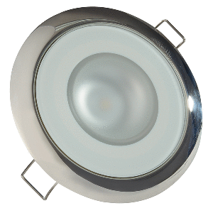 Lumitec Mirage - Flush Mount Down Light - Glass Finish/Polished SS Bezel 2-Color White/Red Dimming - 113112