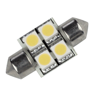 Lunasea Lighting Lunasea Single-Sided 4 LED Festoon - 10-30VDC/0.7W/60 Lumens - Warm White - LLB-202W-21-00