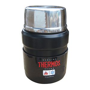 Thermos Stainless King™ Vacuum Insulated Food Jar w/Folding Spoon - 16 oz. - Stainless Steel/Matte Black - SK3000BKTRI4