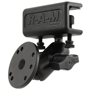 RAM Mounting Systems RAM Mount Glare Shield Clamp Mount w/Short Double Socket Arm & Round Base Adapter w/AMPs Hole Pattern - RAM-B-177-202U