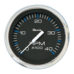 Faria Beede Instruments Faria Chesapeake Black SS 4" Tachometer - 4,000 RPM (Diesel - Mechanical Takeoff & Var Ratio Alt) - 33742