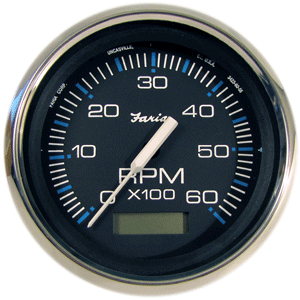 Faria Beede Instruments Faria Chesapeake Black SS 4" Tachometer w/Hourmeter - 6,000 RPM (Gas - Inboard) - 33732