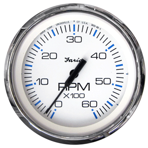 Faria Beede Instruments Faria Chesapeake White SS 4" Tachometer - 6,000 RPM (Gas - Inboard & I/O) - 33807
