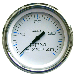 Faria Beede Instruments Faria Chesapeake White SS 4" Tachometer - 4,000 RPM (Diesel - Mechanical Takeoff & Var Ratio Alt) - 33842