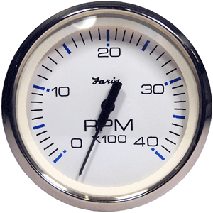 Faria Beede Instruments Faria Chesapeake White SS 4" Tachometer - 4,000 RPM (Diesel - Magnetic Pick-Up) - 33818