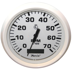 Faria Beede Instruments Faria Dress White 4" Tachometer w/Hourmeter - 7,000 RPM (Gas - Outboard) - 33140