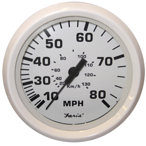 Faria Beede Instruments Faria Dress White 4" Speedometer - 80MPH (Mechanical) - 33113