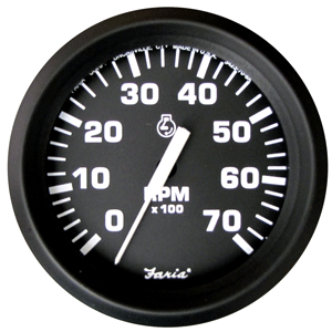 Faria Beede Instruments Faria Euro Black 4" Tachometer - 7,000 RPM (Gas - All Outboard) - 32805