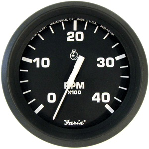 Faria Beede Instruments Faria Euro Black 4" Tachometer - 4,000 RPM (Diesel - Mechanical Takeoff & Var Ratio Alt) - 32842
