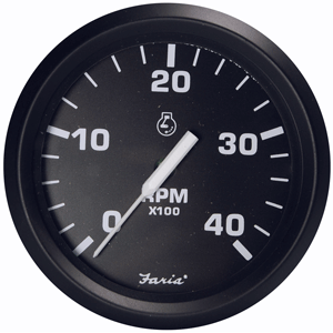Faria Beede Instruments Faria Euro Black 4" Tachometer - 4,000 RPM (Diesel - Magnetic Pick-Up) - 32803