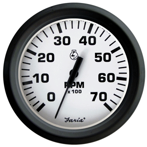 Faria Beede Instruments Faria Euro White 4" Tachometer - 7,000 RPM (Gass - All Outboards) - 32905