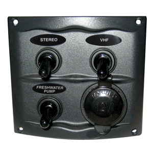 Marinco Waterproof Panel w/3 Switches - 12V - Grey - 900-3WPS