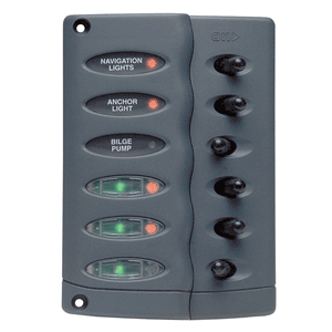 Marinco Contour Switch Panel - Waterproof 6 Way w/PTC Fusing - CSP6-PTC