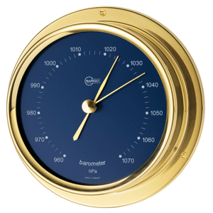 BARIGO Regatta Series Ship’s Barometer - Brass Housing - Blue 4" Dial - 184MSBL