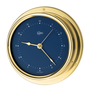 BARIGO Regatta Series Quartz Ship’s Clock - Brass Housing - Blue 4" Dial - 684MSBL