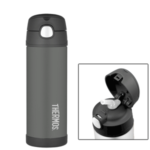 Thermos FUNtainer™ Stainless Steel, Insulated Straw Bottle - Charcoal - 16 oz. - F4023CH6