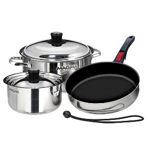 Magma 7-Piece Professional Series Gourmet “Nesting” Stainless Steel Cookware w/Ceramica® Non-Stick - A10-363-2